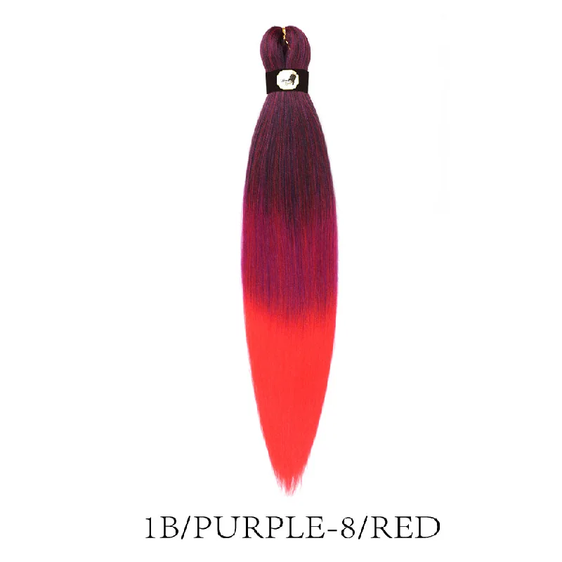 Bohemian - style braided wigs with added beads and accessoriesHairnergy Braids Pre-Stretched 56'' Braiding Hair Extensions Ombre (color 1B/Purple-8/Red)