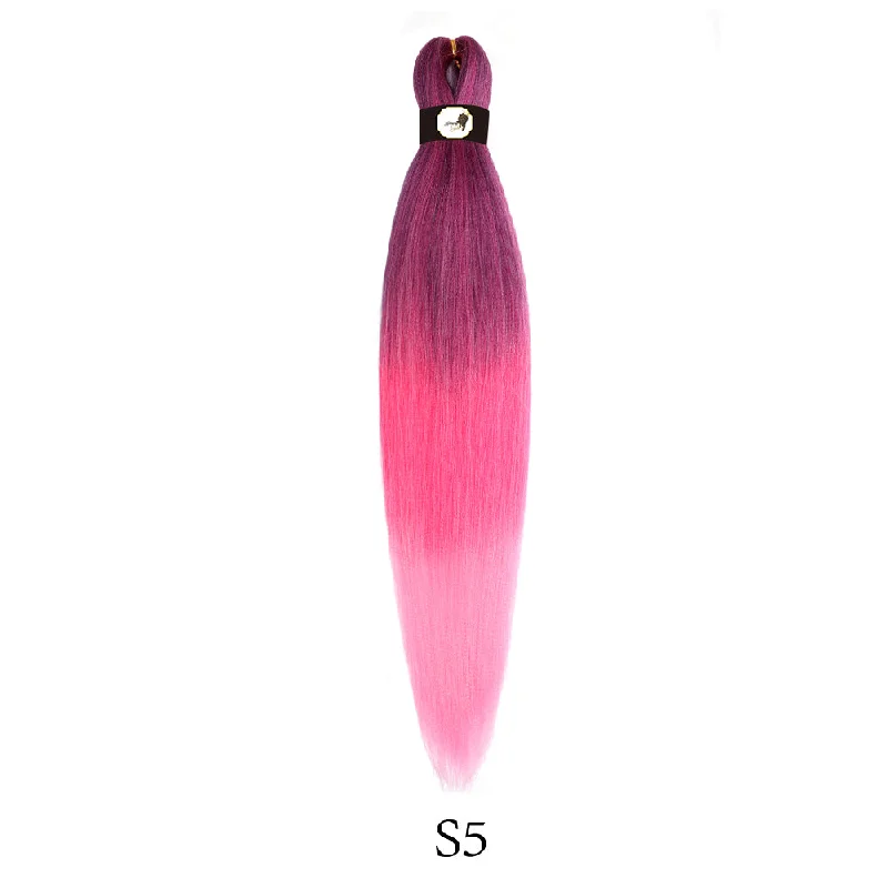 Heat - resistant braided wigs for styling flexibilityHairnergy Braids Pre-Stretched 56'' Braiding Hair Extensions Ombre (color S5)Purple/Red/Pink