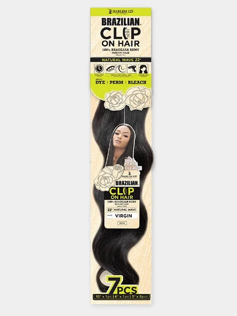 Braided wigs with a middle - part for a classic and elegant styleHarlem 125 Brazilian NATURAL WAVE Clip On Hair 7pc (7BW)