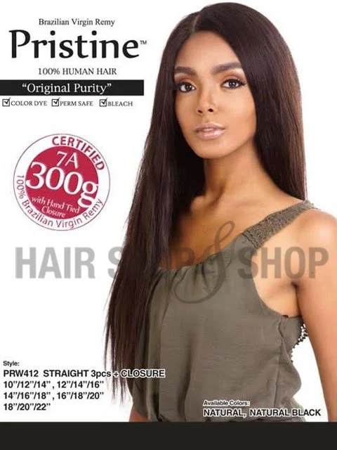 Braided wigs with a 180 - density for a full and thick appearanceMane Concept Brazilian Human Hair Pristine STRAIGHT Weave 3pc (PRW412)