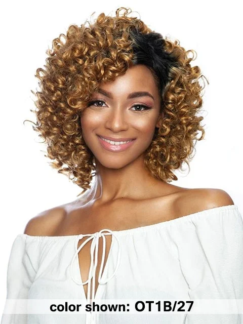 Braided wigs with a side - part for a flattering lookMane Concept Nature Bundles BAY CURL Weave With Closure 8 6pc NBW801