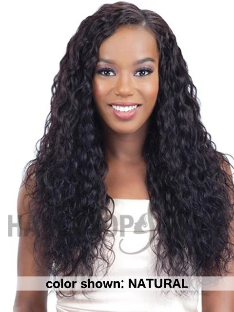 Braided wigs with a middle - part for a classic and elegant styleModel Model Nude Fresh Wet & Wavy Weave - LOOSE WAVE CURL 7pc 14-18