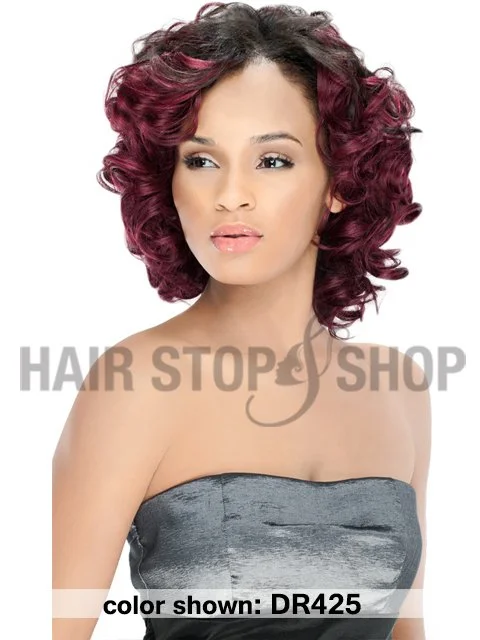 Colored braided wigs with a rainbow ombre effectOutre Premium Purple Pack JADE SWIRL Weave 3pc