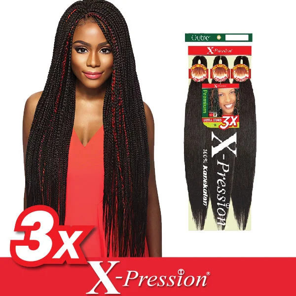 Braided wigs with a middle - part for a classic and elegant styleOUTRE | X-PRESSION PRE-STRETCHED BRAID 3X-52”