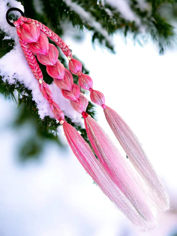 Micro braided wigs for a delicate and intricate stylePink Snowflake Gemmed Braided Ponytail