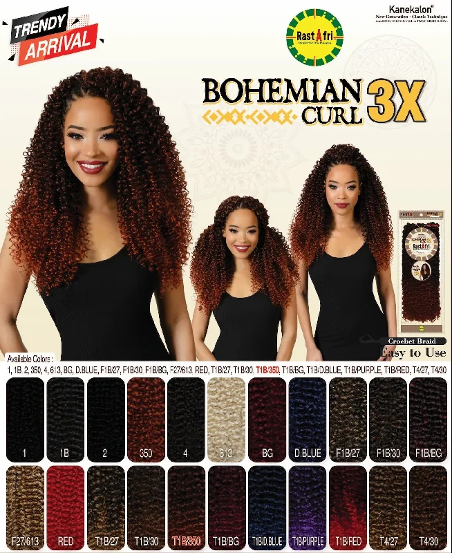 Braided wigs with a middle - part for a classic and elegant styleRastafri Bohemian Curl 3X #1