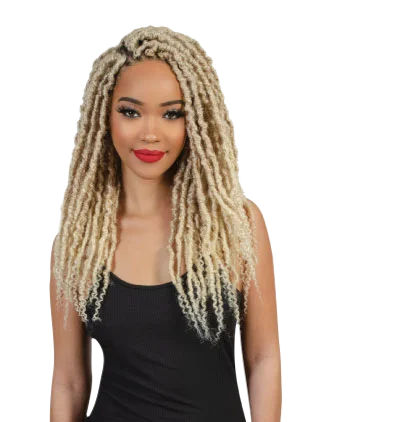 Kinky braided wigs with a tight curl pattern for authenticityRastafri Distressed Butterfly Locs XL 18"