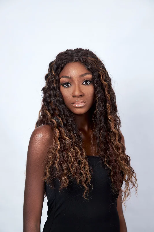 Heat - resistant braided wigs for styling flexibilityDEEP CURL 19.5, 21.5, 23.5" (Bundle with Closure)