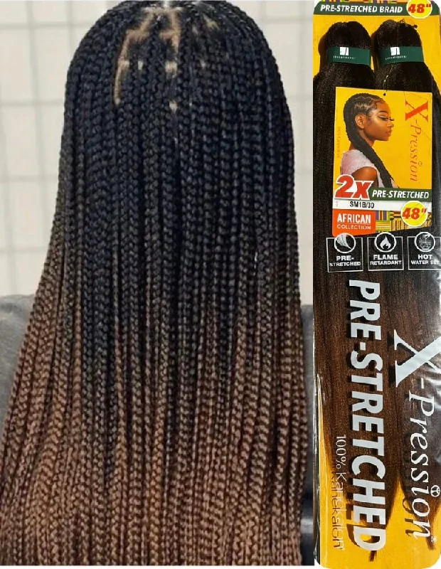 Braided wigs with a side - part for a flattering lookSensationnel X-Pression Pre-stretched Braid 2X 48"