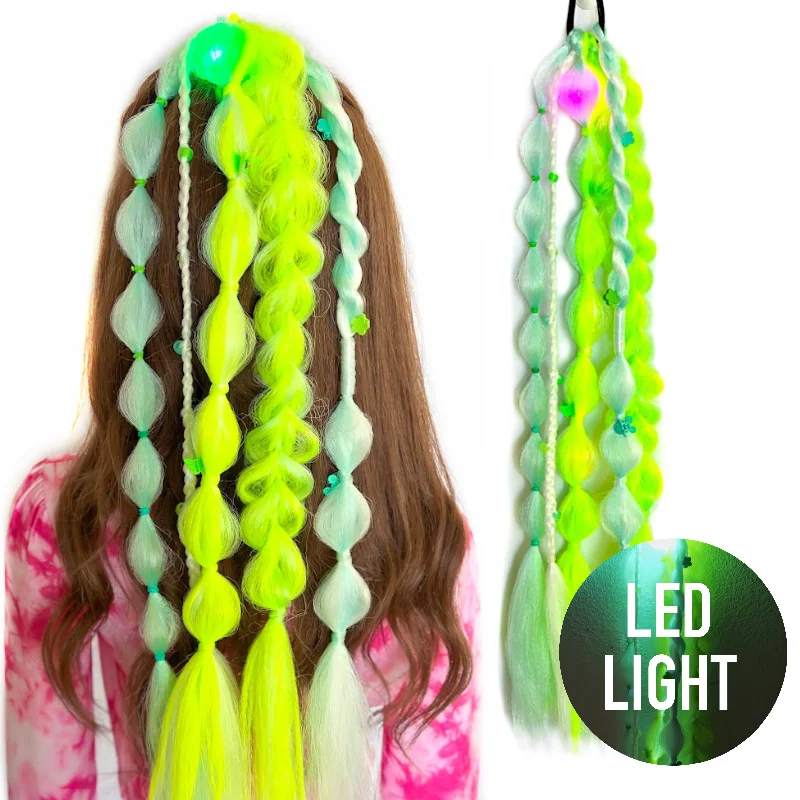 Colored braided wigs with a rainbow ombre effectTinker Bell Single Boho Braid