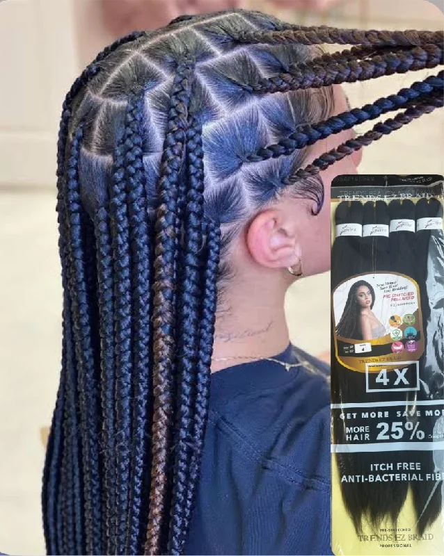 Braided wigs with a natural - looking scalp for a more realistic finishTrends Spectra EZ Braid Pre-Stretched Pre-Layered Antibacterial Fiber 4X 52"