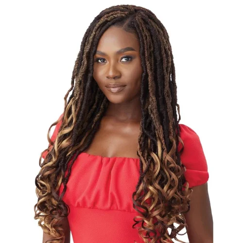 Braided wigs with a water - wave texture for a unique lookTropical Bouncy Locs 22" 3x X-Pression Twisted Up Synthetic Crochet Braid by Outre