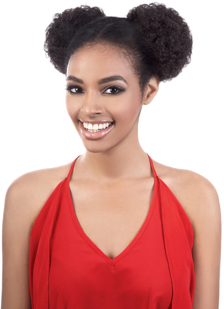 Human hair ponytails with a natural shine for a luxurious lookAfro Puff 2 pcs Ponytail