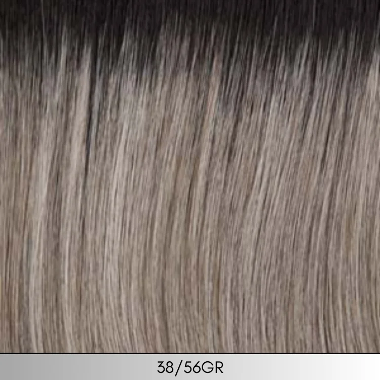 38/56GR - Silver white highlighted with light grey and light brown and off black roots