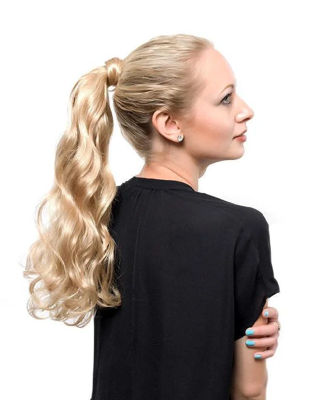 Clip - on ponytails for a quick and convenient hair changeBA853 Pony Wrap Curl Long Hairpiece by WigPro | Bali Synthetic Hair Pieces