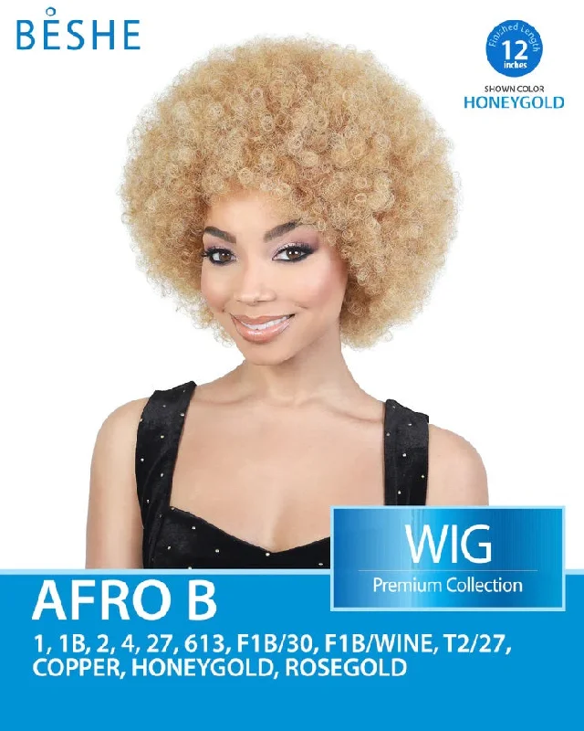 Short wig with a curly texture for a playful and youthful vibeBeshe Hair Heat Resistant Fiber Wig - AFRO B