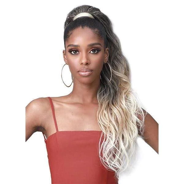 Synthetic ponytails with heat - resistant fibers for easy stylingBobbi Boss Miss Origin Tress Up Human Hair Blend Ponytail -MOD024 LOOSE WAVE 28"