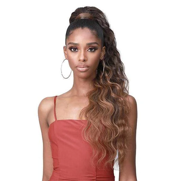 Ponytails made from recycled materials for an eco - friendly optionBobbi Boss Miss Origin Tress Up Human Hair Blend Ponytail -MOD022 BODY WAVE 28"