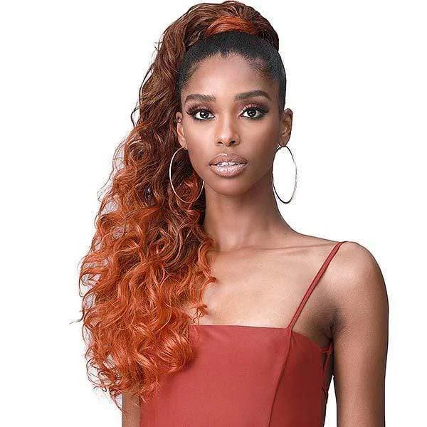 Synthetic ponytails with heat - resistant fibers for easy stylingBobbi Boss Miss Origin Tress Up Human Hair Blend Ponytail - MOD021 OCEAN WAVE 28"