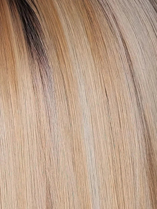 Sugar Cookie with Hazelnut | 6R/144/88B | Rich dark chocolate rooting with a blend of golden blonde, honey blonde, natural medium blonde, and pure blonde highlights