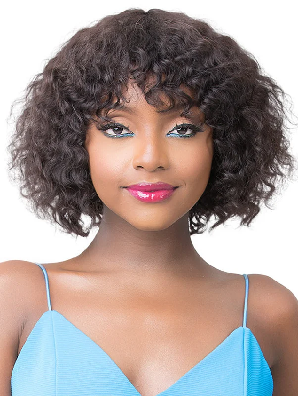 Heat - resistant short wig for easy styling with hot toolsIts A Wig Human Hair Wet and Wavy NATURAL DEEP WATER Wig 12