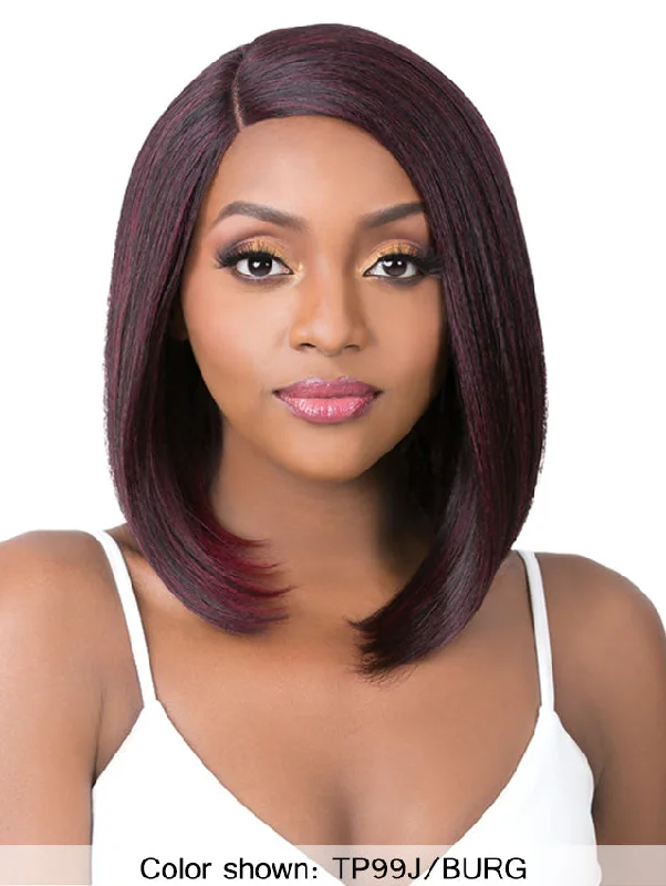 Short wig with a geometric pattern for a unique and fashion - forward designIts a Wig Premium Synthetic Iron Friendly Wig - DAMARISS