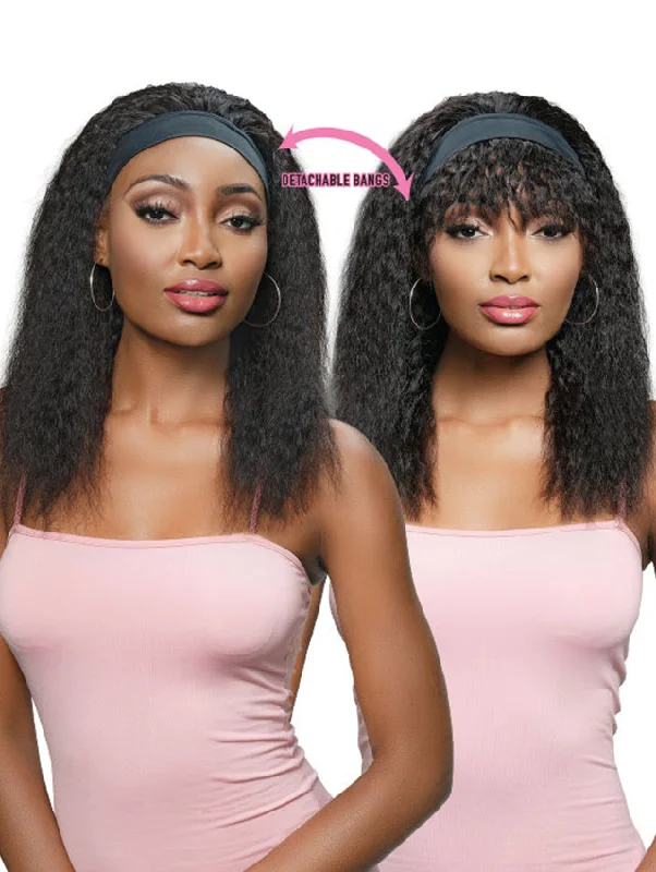 Short wig with a wavy texture for a beachy and relaxed lookJanet Collection 100% Human Hair Crescent Band Wig - LAVY