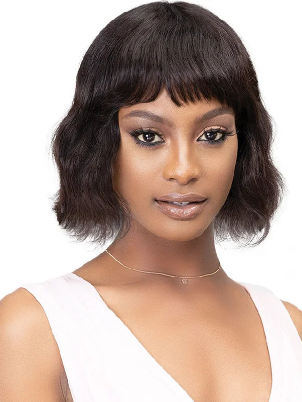 Synthetic short wig with a natural - looking shineJanet Collection Brazilian 100% Natural Virgin Remy Human Hair AUBRI Wig