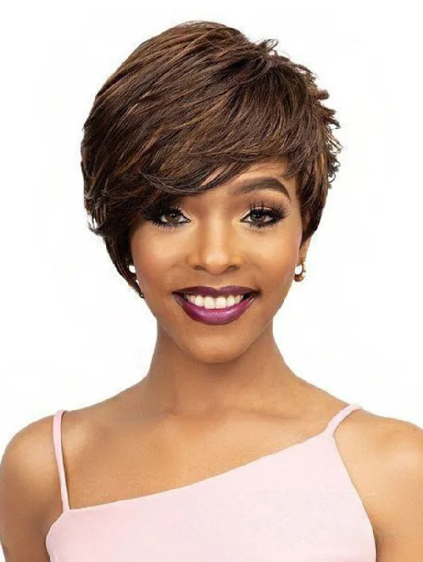 Short wig with a geometric pattern for a unique and fashion - forward designJanet Collection MyBelle Premium Synthetic Wig - ALEXA