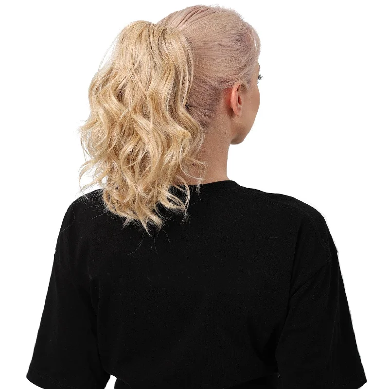 Ponytails made from recycled materials for an eco - friendly optionJuvaBun Claw Clip Beach Waves Ponytail Extension 12''