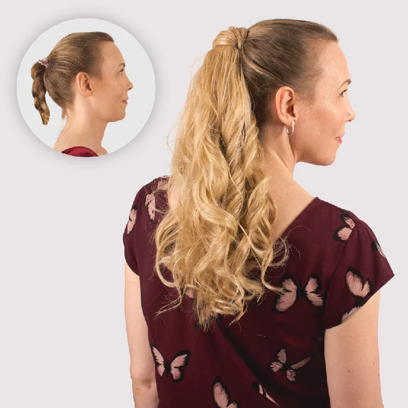 Human hair ponytails with a natural shine for a luxurious lookJuvaBun Curly Magic Ponytail Extension