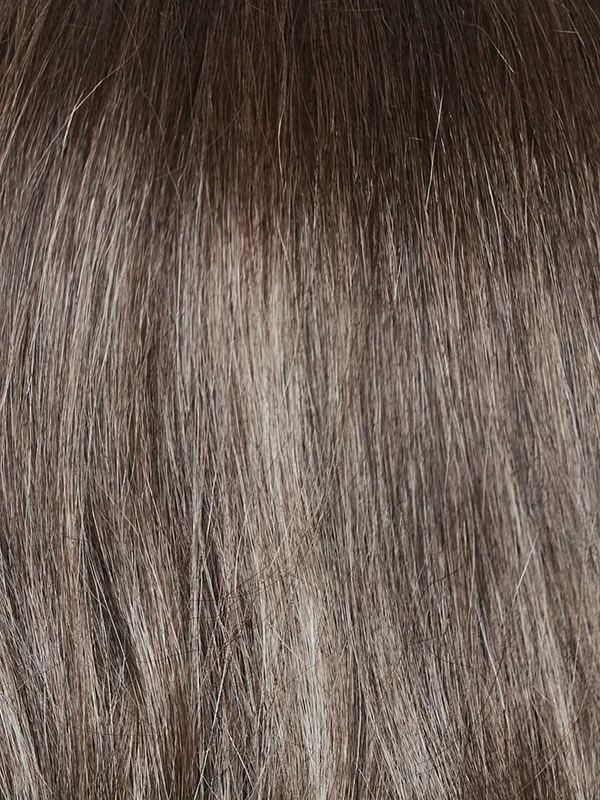 Truffle Brown R | Neutral medium-brown tone, softly blended with light ash blond. The root creates a dimensional effect.