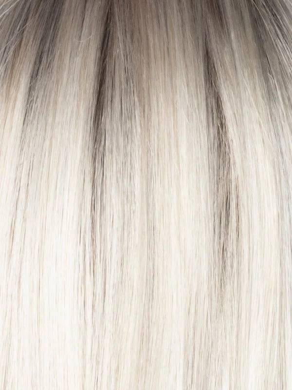 Milky Opal R | Rooted blonde with a mid-warm brown root which transcends beautifully into the expertly woven cream and white blonds with a deeper tone running throughout the bottom and has a subtle opal hue