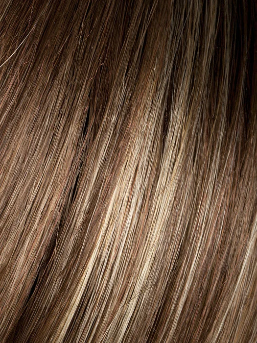 LIGHT BERNSTEIN ROOTED | Light Auburn, Light Honey Blonde, and Light Reddish Brown blend and Dark Roots