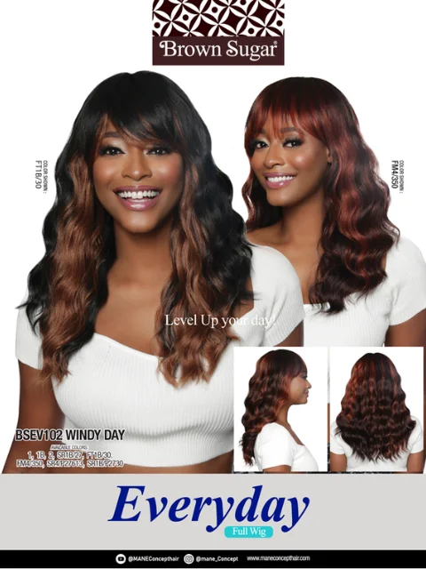 Heat - resistant short wig for easy styling with hot toolsMane Concept Brown Sugar Everyday Full Wig - WINDY DAY BSEV102