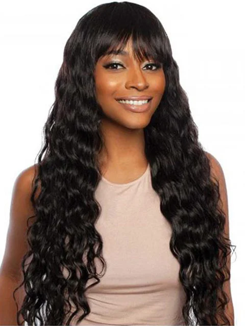 Petite short wig designed for a more delicate frameMane Concept Trill 11A Virgin Remy Human Hair Full Wig - LOOSE BODY FULL BANG 32