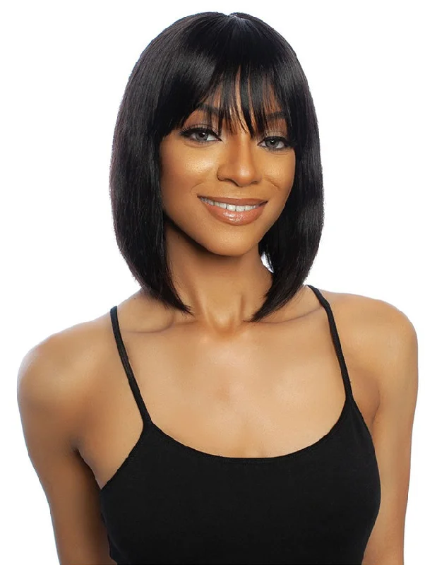 Short wig with a wavy texture for a beachy and relaxed lookMane Concept Trill 11A Wet N Wavy DEEP WAVE Full Bang Wig 12 (TRMW102)