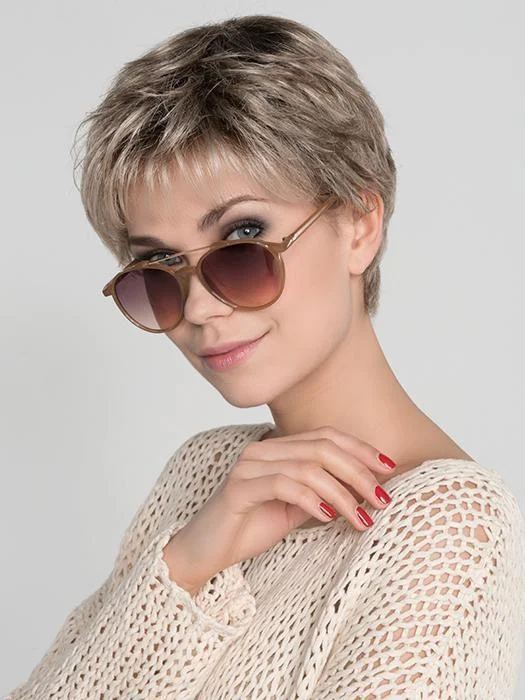 Layered short wig to add volume and dimensionMia Mono | Synthetic (Mono Top) Wig by Ellen Wille