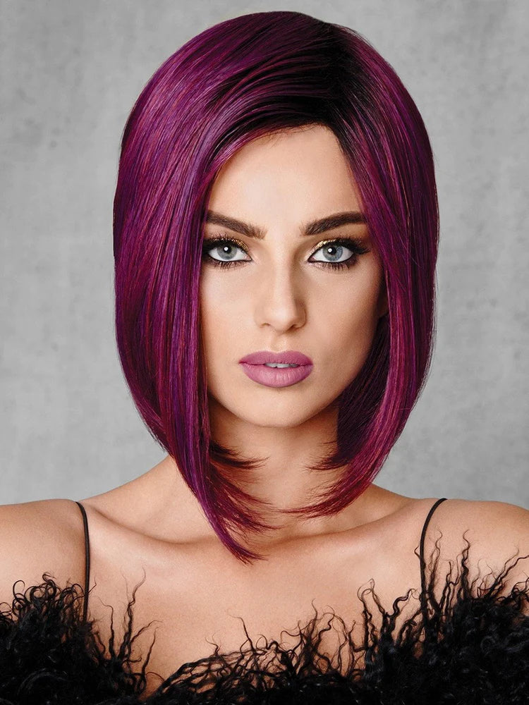 Short wig with a side - swept bang for a sophisticated and flattering styleMidnight Berry | Heat Friendly Synthetic Lace Front (Mono Part) Wig by Hairdo