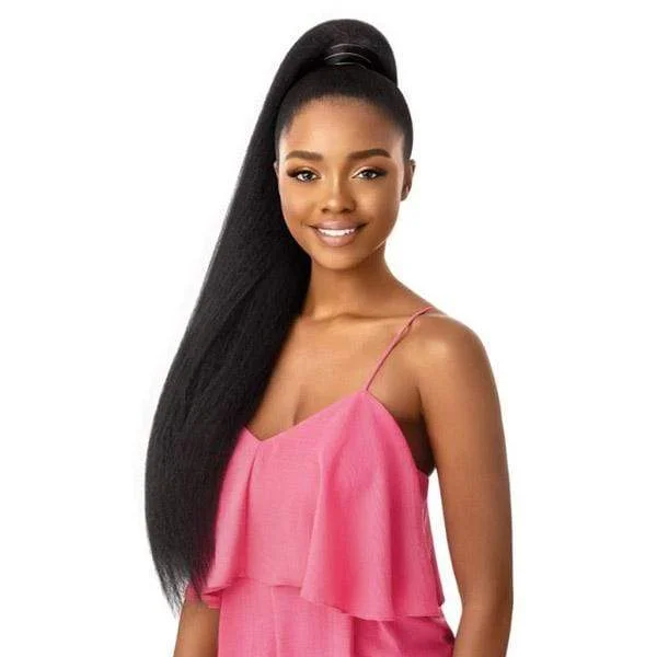 Black - colored ponytails for a classic and timeless appearanceOutre Pretty Quick Synthetic Wrap Ponytail - JUMBO KINKY STRAIGHT 30"