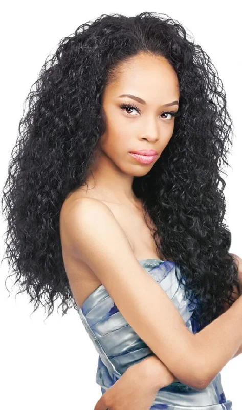 Human hair ponytails with a natural shine for a luxurious lookOutre Quick Weave Peruvian Half Wig