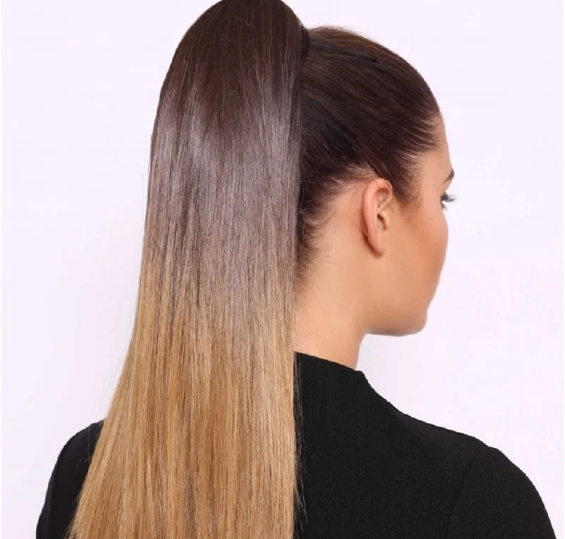 Ponytails with a middle - part for a classic and elegant stylePonytail 009