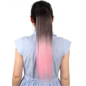 Ponytails made from recycled materials for an eco - friendly optionBlack to pink ombre straight ponytail