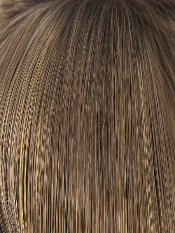 Mochaccino-LR | Light Ash Brown and Light Honey Brown Blend with Soft Gold Blonde Highlights and Longer Medium Brown Rooting