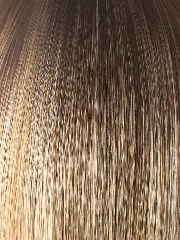 Creamy Toffee-LR | Light Golden Brown with Beige Platinum Highlights and Longer Medium Brown Rooting