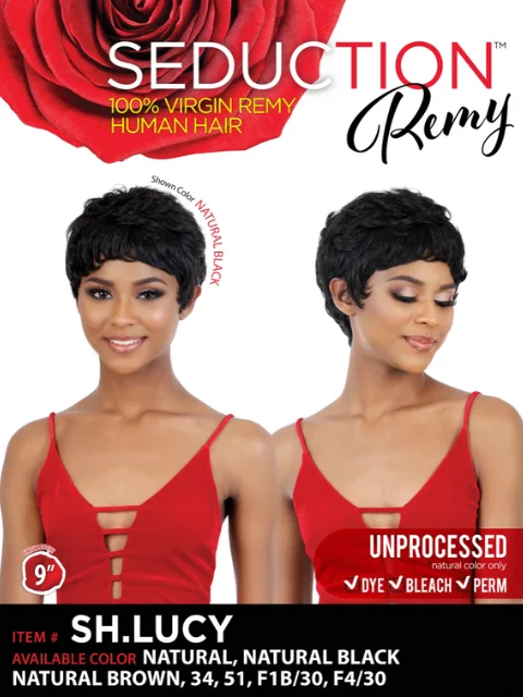 Heat - resistant short wig for easy styling with hot toolsSeduction 100% Virgin Remy Human Hair Wig - SH.LUCY