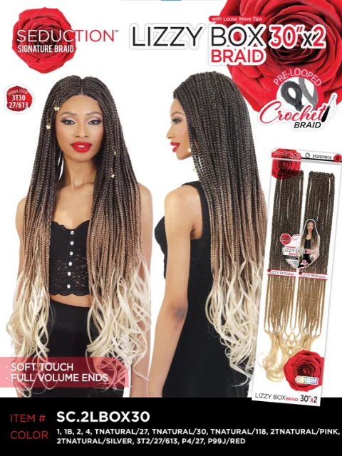 Short wig with a curly texture for a playful and youthful vibeSeduction Signature Braid 2X LIZZY BOX BRAID Crochet Braid 30 SC.2LBOX30