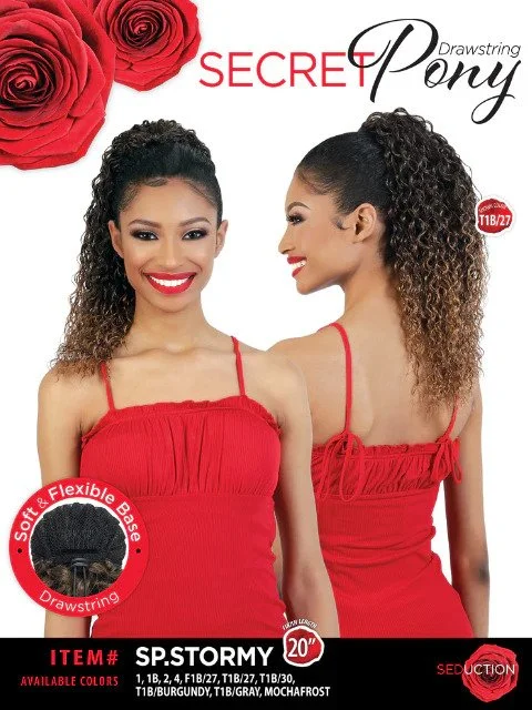 Black - colored ponytails for a classic and timeless appearanceSynthetic Drawstring Ponytail - SP Stormy