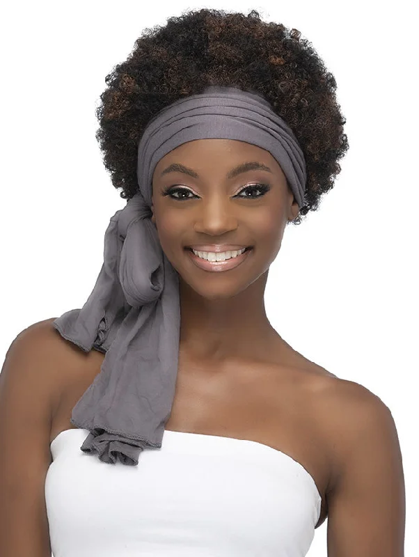 Short wig with a geometric pattern for a unique and fashion - forward designVivica A Fox Premium Synthetic Headwrap HWR EVERLY Wig