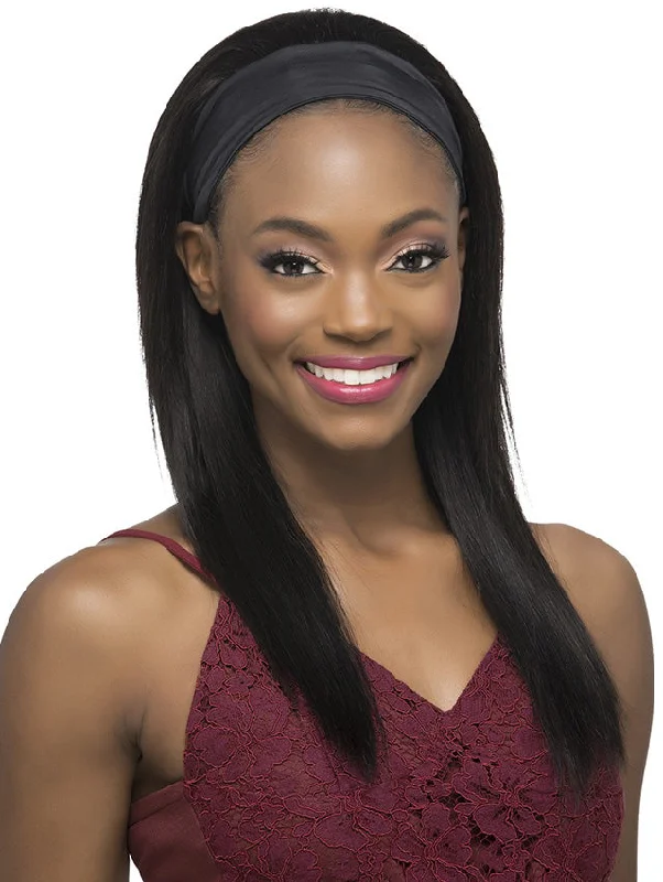 Heat - resistant short wig for easy styling with hot toolsVivica A Fox Remi Human Hair HHB EVE Headband Wig